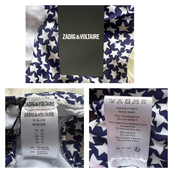 New! ZADIG & VOLTAIRE “W Alice” Maillot Star Print Low Back One-Piece Swimsuit - Picture 8 of 8